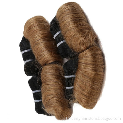 Hair Extensions 6 Short Afro Body Wave Ombre 1B/27/30 Brazilian  Remy Human Hair Bundles Honey Blonde 4Pcs